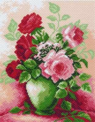 Основа для вышивания с нанесённым рисунком Матрёнин Посад 844-1 Розы в вазе - рисунок на канве (МП)