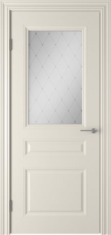Дверь межкомнатная остеклённая с замком и петлями в комплекте Стелла 70x200 см эмаль цвет слоновая кость