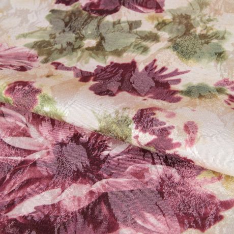 Ткань «Полянка», 150 см, цветы, цвет малиновый