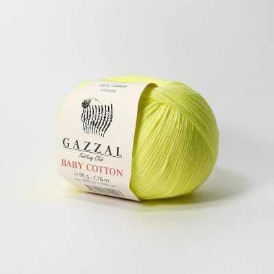 Пряжа GAZZAL Пряжа GAZZAL Baby Cotton Gazzal Цвет.3462 Неон желтый