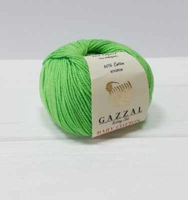 Пряжа GAZZAL Пряжа GAZZAL Baby Cotton Gazzal Цвет.3427 Зеленый неон