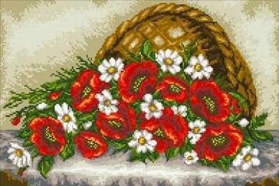 Мозаичная картина Паутинка Алмазная вышивка М260 Маки и ромашки - мозаика (Паутинка)