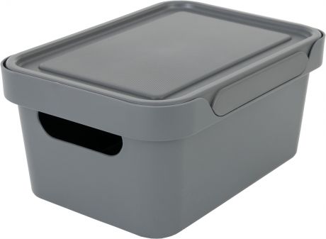 Ящик с крышкой Luxe, 270х190х120 мм, 4,6 л, полипропилен, цвет серый