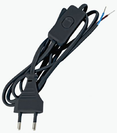 Шнур с выключателем 2 м, 220 В, цвет черный