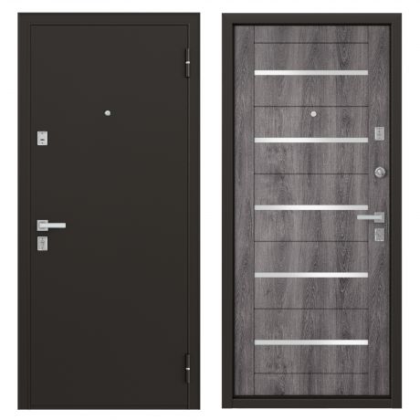 Дверь металлическая Гросс Техно, 960 мм, левая, цвет дуб серебристый
