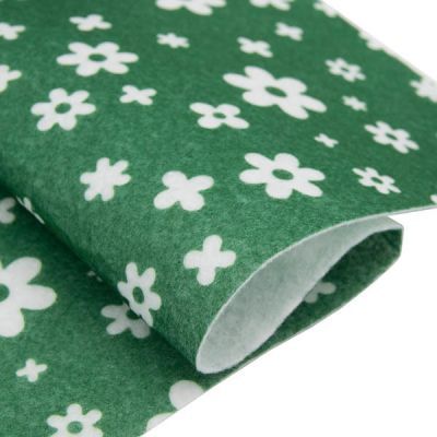 Ткань Астра Фетр листовой декоративный "Цветочки" Астра, 1,0мм, 180 гр (YF 664 зеленый)