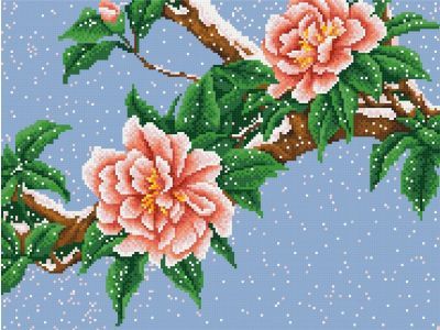 Основа для вышивания с нанесённым рисунком Конёк НИК 7805 "Цветы под снегом" - схема для вышивания