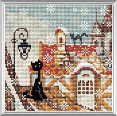 Набор для вышивания Риолис (Сотвори Сама) Алмазная вышивка АМ0010 "Город и кошки. Зима"