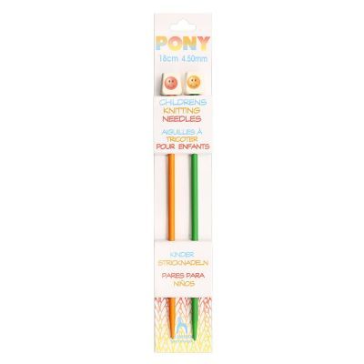 Инструмент для вязания PONY 61661/04 Спицы прямые детские 5,00 мм/ 18 см, пластик, цветные, 2 шт PONY