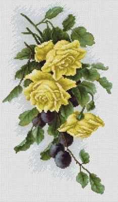 Набор для вышивания Luca-S B2230 Желтые розы со сливами