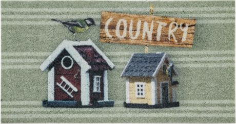 Коврик Country «Дом» 40x75 см, полиамид на ПВХ, цвет зелёный
