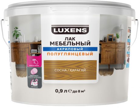 Лак для мебели Luxens акриловый цвет сосна полуглянцевый 0.9 л