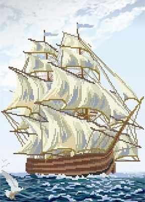 Основа для вышивания с нанесённым рисунком MOSMARA МММР-004 Корабль Благополучия - схема для вышивания (MOSMARA)