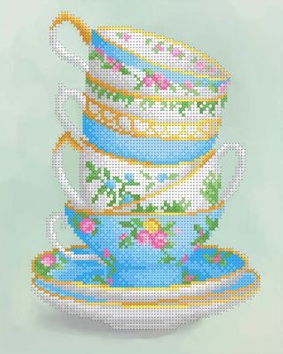 Основа для вышивания с нанесённым рисунком MOSMARA ММН-035 Сложенные чайные чашки