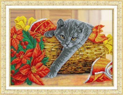 Набор для вышивания Паутинка Б1503 Рождественский котик (Паутинка)