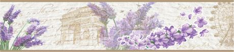 Бордюр бумажный «Симфония» Б-052 0.1x1.4 м, цветы, цвет бежевый/лавандовый