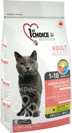 Сухой корм для кошек 1st Choice Indoor Vitality Цыпленок 5.44кг