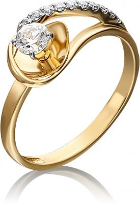 Кольцо с кристаллами swarovski из жёлтого золота