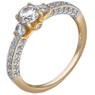 Кольцо с кристаллами swarovski из красного золота