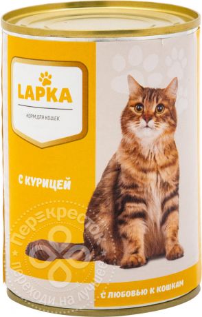 Корм для кошек Lapka с курицей в соусе 415г (упаковка 6 шт.)