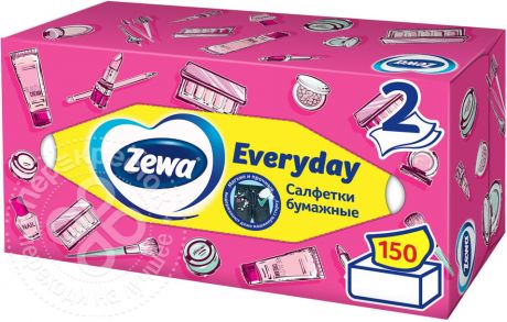 Салфетки бумажные Zewa Everyday косметические 2 слоя 150шт (упаковка 3 шт.)
