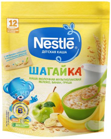 Каша Nestle Шагайка Молочная 5 злаков яблоко банан груша 200г (упаковка 3 шт.)