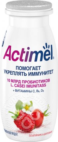 Напиток Actimel Земляника-шиповник 2.5% 100мл (упаковка 6 шт.)