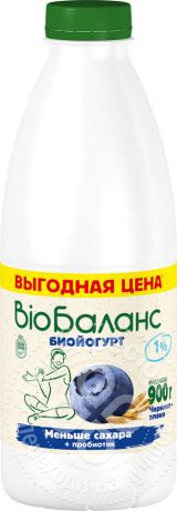 Биойогурт питьевой Bio Баланс Черника и злаки 1% 900г