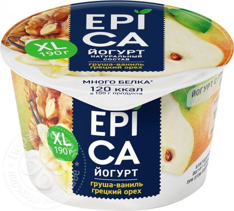 Йогурт Epica с грушей ванилью и грецким орехом 5.3% 190г