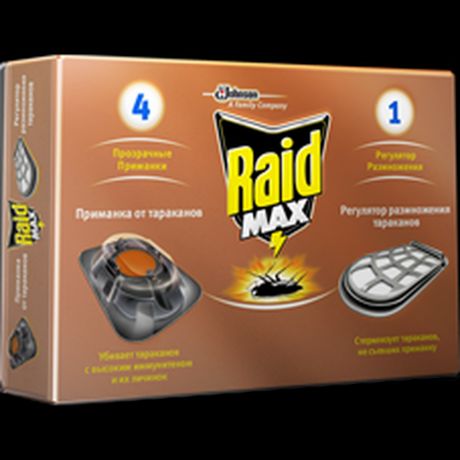 Приманка Raid Max от тараканов + регулятор размножения, 4+1.