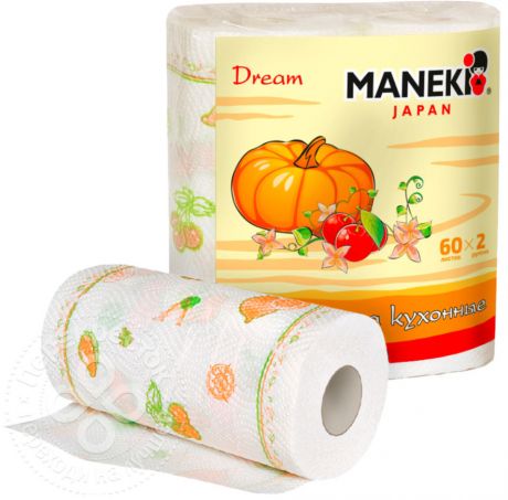 Полотенца бумажные Maneki 2 рулона 2 слоя