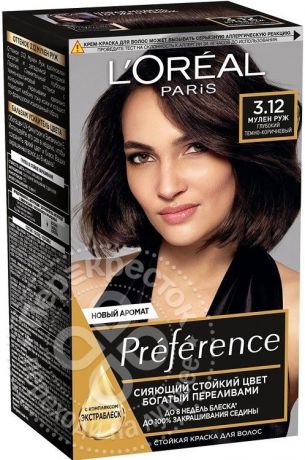 Краска для волос Loreal Paris Preference 3.12 Мулен Руж Глубокий темно-коричневый