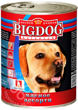 Корм для собак Зоогурман Big Dog Мясное ассорти 850г