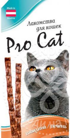 Лакомство для кошек Pro Cat Лакомые палочки Говядина печень 13.5см 15г (упаковка 6 шт.)