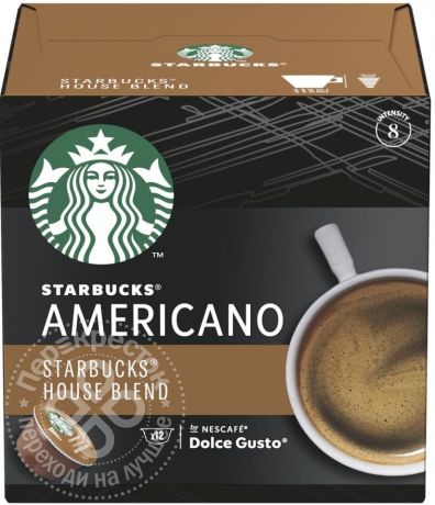 Кофе в капсулах Starbucks House Blend Americano для системы Nescafe Dolce Gusto 12шт (упаковка 3 шт.)