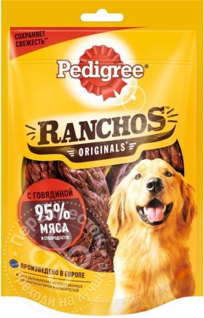 Лакомство для собак Pedigree Ranchos мясные ломтики с говядиной 58г (упаковка 6 шт.)