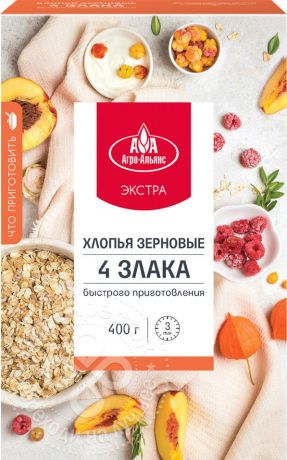 Хлопья Агро-Альянс 4 злака 400г (упаковка 6 шт.)