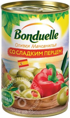 Оливки Bonduelle Мансанилья со сладким перцем 314мл (упаковка 6 шт.)