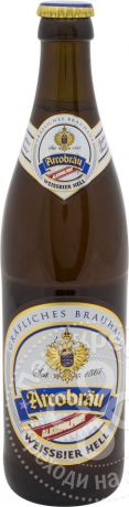 Пиво Arcobräu Weissbier Hell светлое безалкогольное 0.4% 0.5л (упаковка 12 шт.)