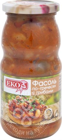 Фасоль Eko По-гречески с грибами 510г (упаковка 6 шт.)