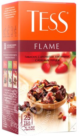 Чай фруктовый Tess Flame с земляникой и розовым перцем 25 пак (упаковка 3 шт.)