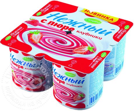 Продукт йогуртный Нежный с пюре клубники 0.1% 100г