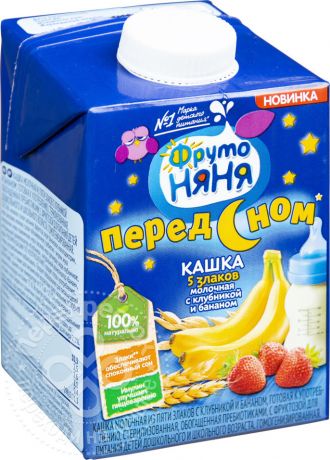 Каша ФрутоНяня Молочная 5 злаков Клубника-Банан 500г (упаковка 3 шт.)