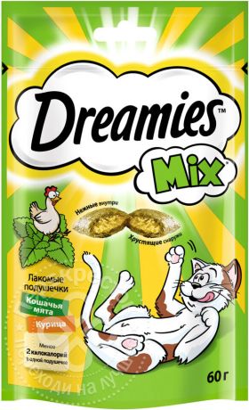 Лакомство для кошек Dreamies Mix с курицей и кошачьей мятой 60г