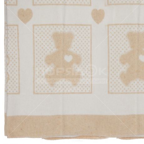 Одеяло детское Vladi Барни жаккард бело-бежевое, хлопок,полиэстер и пан, 100х140 см