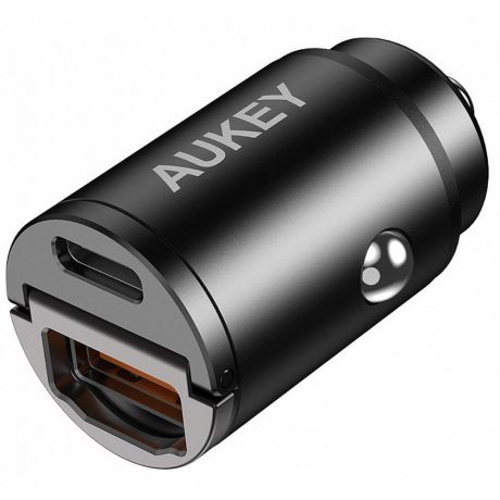 Автомобильное зарядное устройство Aukey CC-A3 USB A (QC3.0) + USB Type-C черное