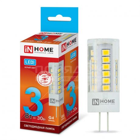 Лампа светодиодная IN HOME LED-JC-VC, 3 Вт, G4, холодный белый свет