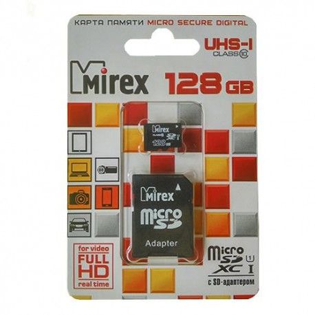 Mirex micro SDXC 128 Gb Class 10 UHS-I + адаптер (черный)