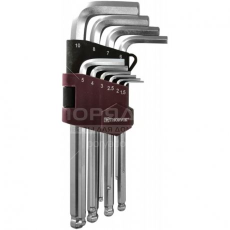 Набор имбусовых ключей шестигранных Thorvik HKB10S 10 шт, 1,5-10 мм