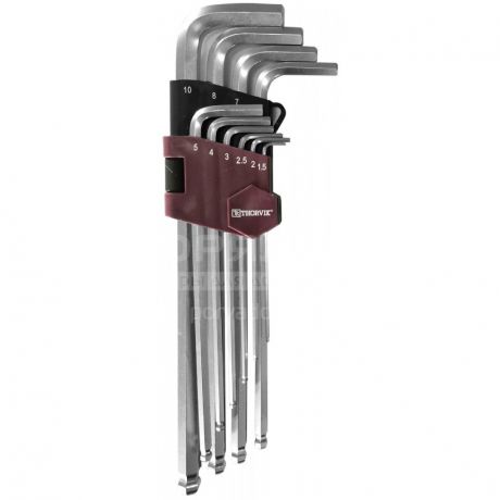 Набор имбусовых ключей шестигранных Thorvik HKLB10S 10 шт, 1,5-10 мм